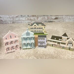 Lot Of 5 Vintage Shelia's Wooden Houses Charleston, SC Shelf Sitters Collectible